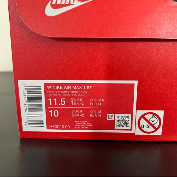 NEW Nike Air Max 1 87 Pure Platinum HF0026-001 - Picture 8 of 8